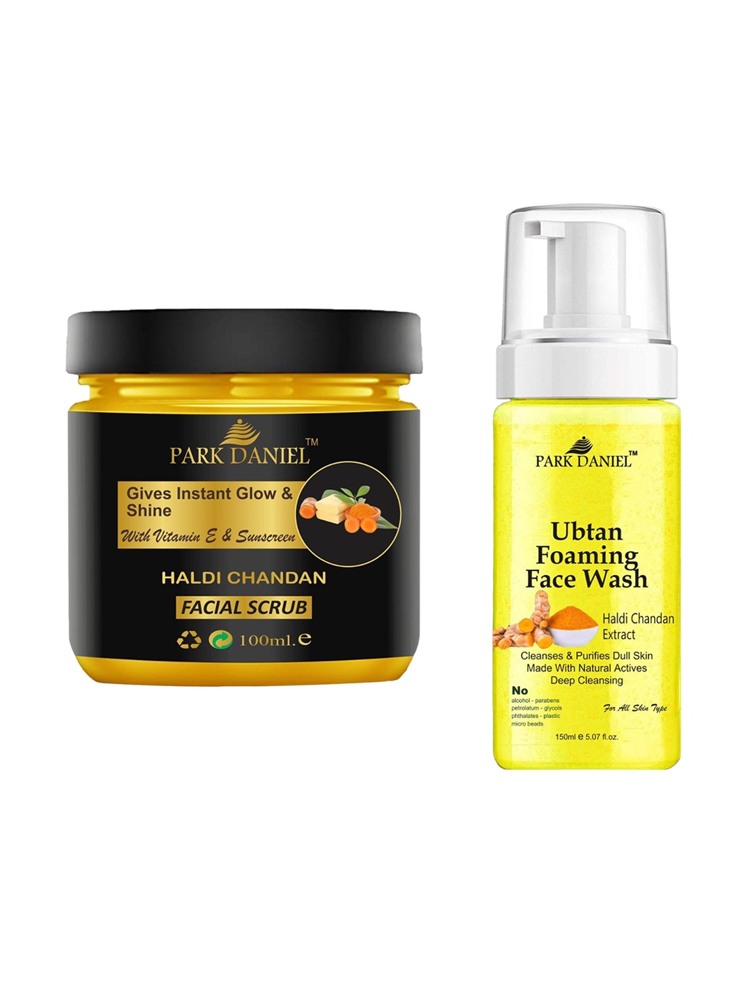 Park Daniel Set Of 2 Haldi Chandan Facial Scrub -100 ml & Foaming Face Wash -100 ml, Yellow
Park Daniel Set Of 2 Haldi Chandan Facial Scrub -100 ml & Foaming Face Wash -100 ml, Yellow