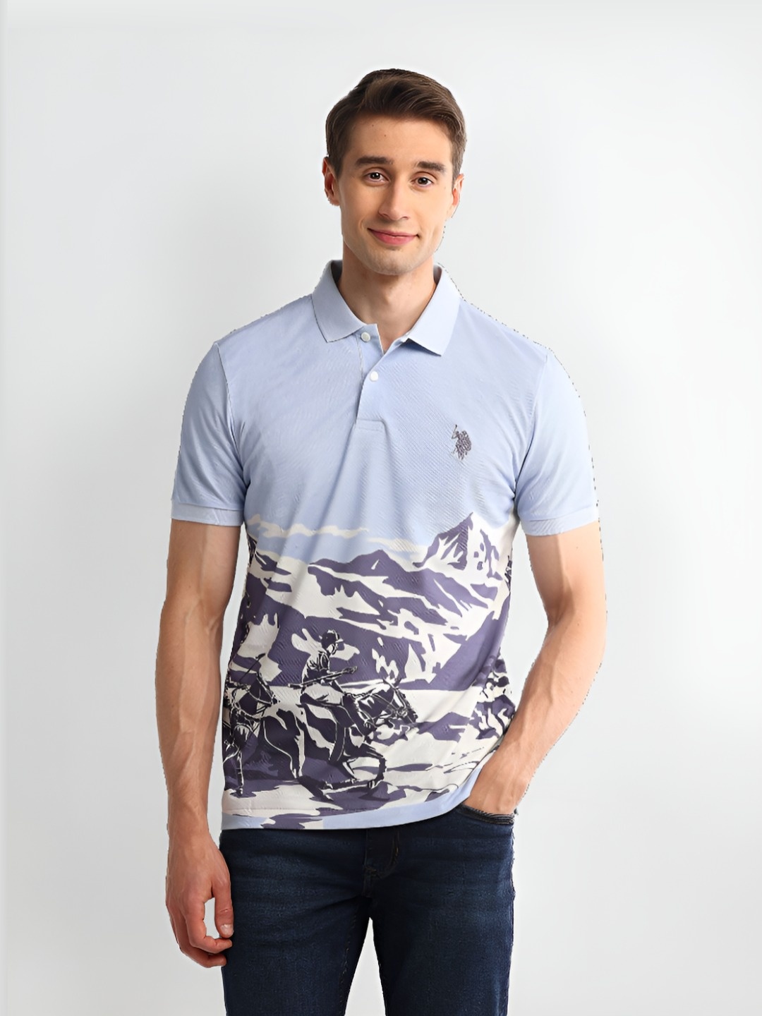 U.S. Polo Assn. Denim Co. Men Graphic Printed Polo Collar Cotton Slim Fit T-shirt, Blue
U.S. Polo Assn. Denim Co. Men Graphic Printed Polo Collar Cotton Slim Fit T-shirt, Blue