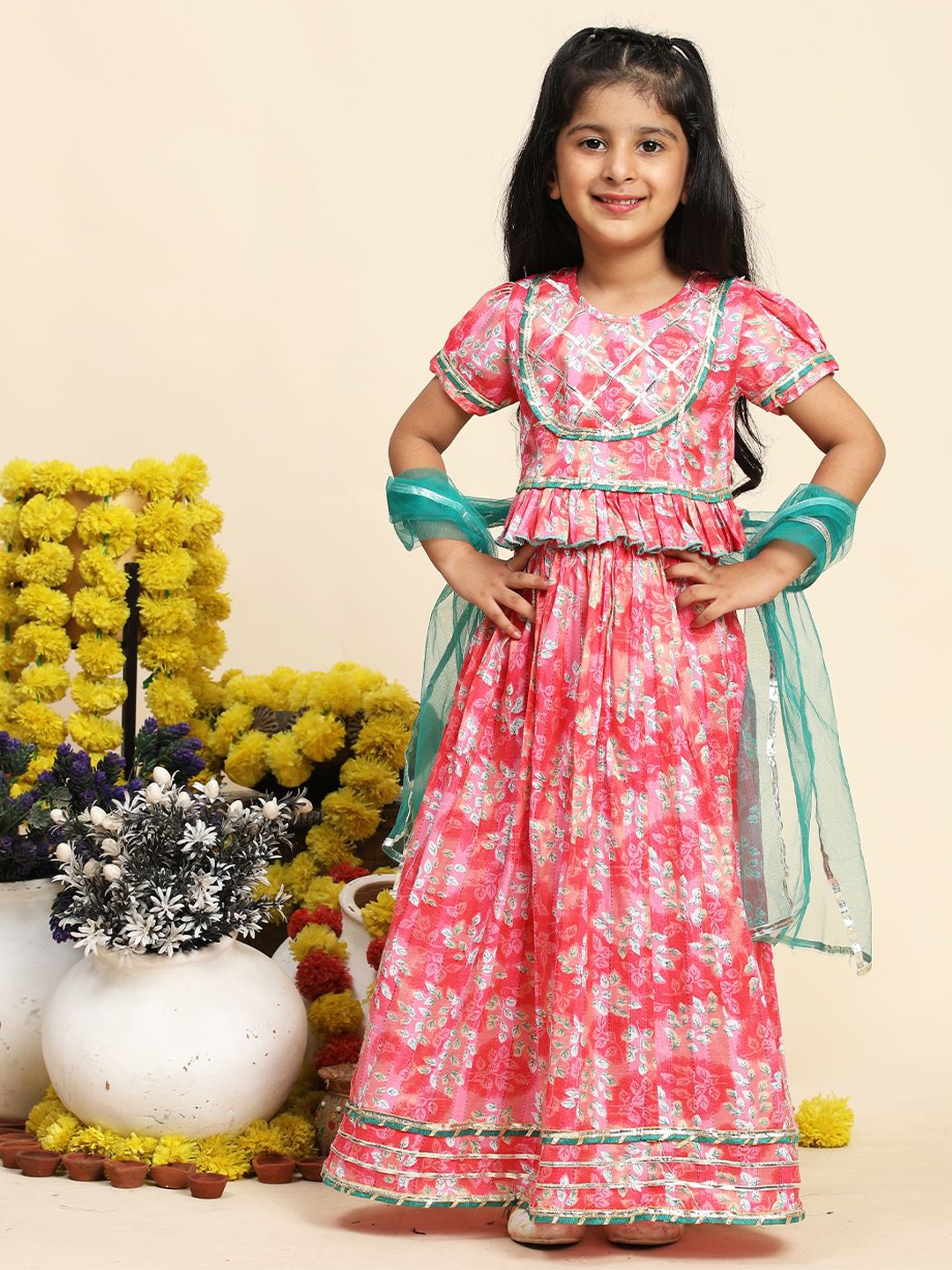 Cutiekins Girls Printed Puffed Sleeves Cotton Ready to Wear Lehenga & Blouse With Dupatta, Pink
Cutiekins Girls Printed Puffed Sleeves Cotton Ready to Wear Lehenga & Blouse With Dupatta, Pink