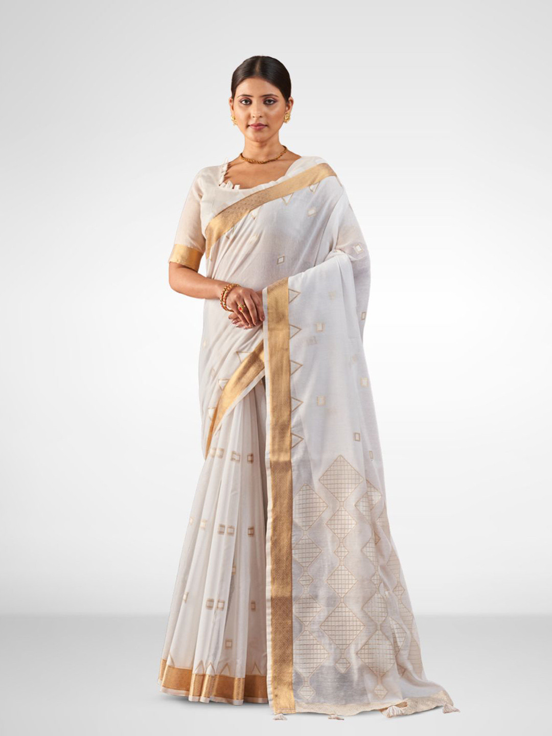SARHA Woven Design Zari Pure Cotton Saree, White
SARHA Woven Design Zari Pure Cotton Saree, White