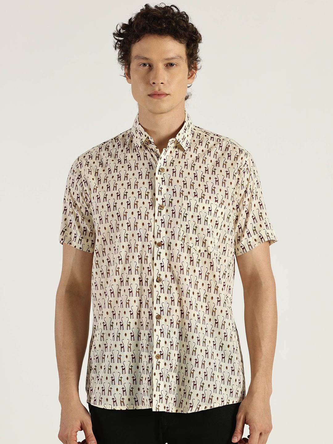 Patrah Men Spread Collar Conversational Printed Cotton Relaxed Fit Casual Shirt, Off white
Patrah Men Spread Collar Conversational Printed Cotton Relaxed Fit Casual Shirt, Off white