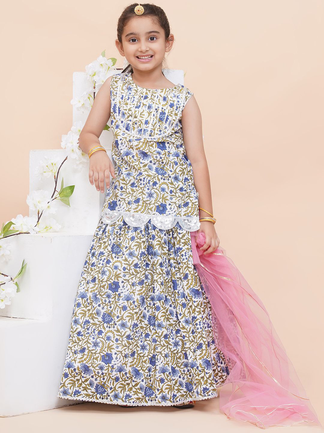 Modish Couture Girls Embellished Pure Cotton Ready to Wear Lehenga & Blouse With Dupatta, White
Modish Couture Girls Embellished Pure Cotton Ready to Wear Lehenga & Blouse With Dupatta, White