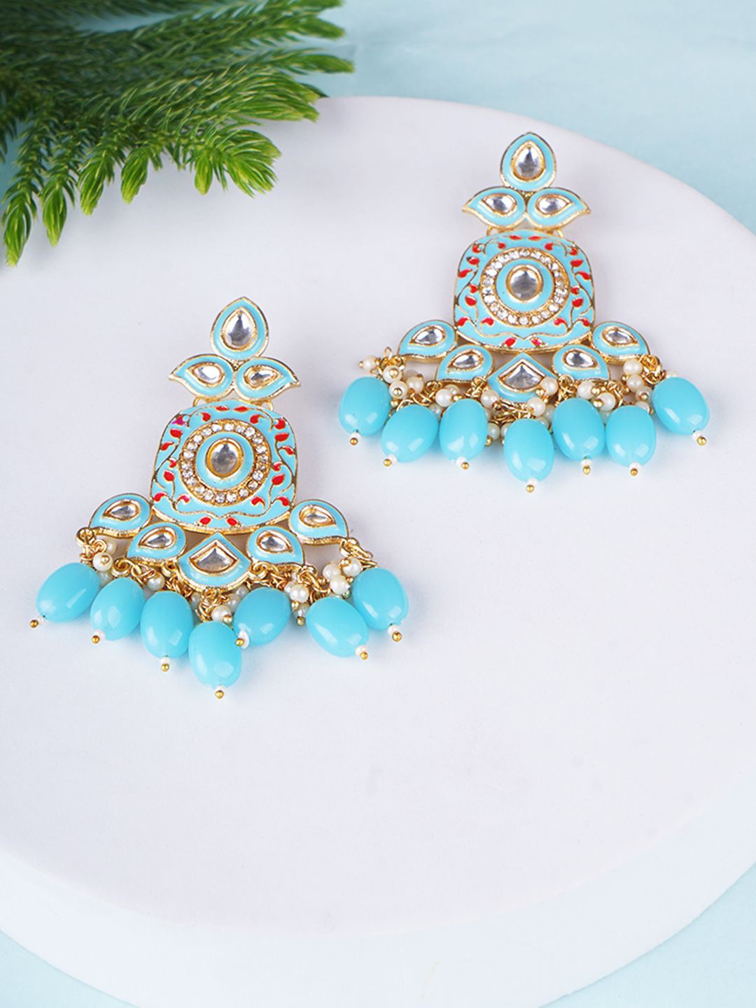 Adwitiya Collection Gold Plated Artificial Stones Studded Classic Drop Earrings, Turquoise blue
Adwitiya Collection Gold Plated Artificial Stones Studded Classic Drop Earrings, Turquoise blue