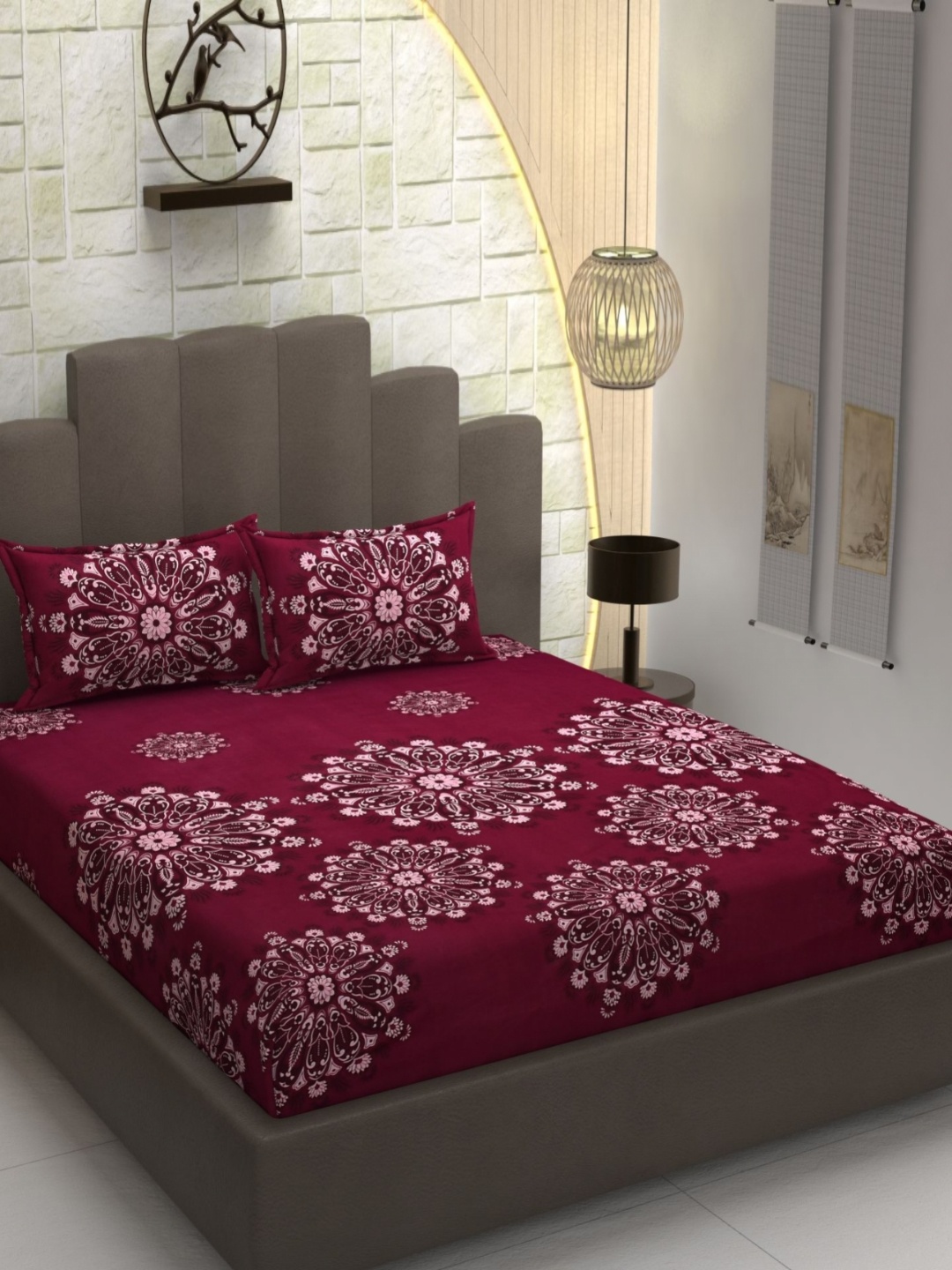 AaHo Decor Maroon & Pink Ethnic 300 TC Double King Fitted Bedsheet with 2 Pillow Covers
AaHo Decor Maroon & Pink Ethnic 300 TC Double King Fitted Bedsheet with 2 Pillow Covers
