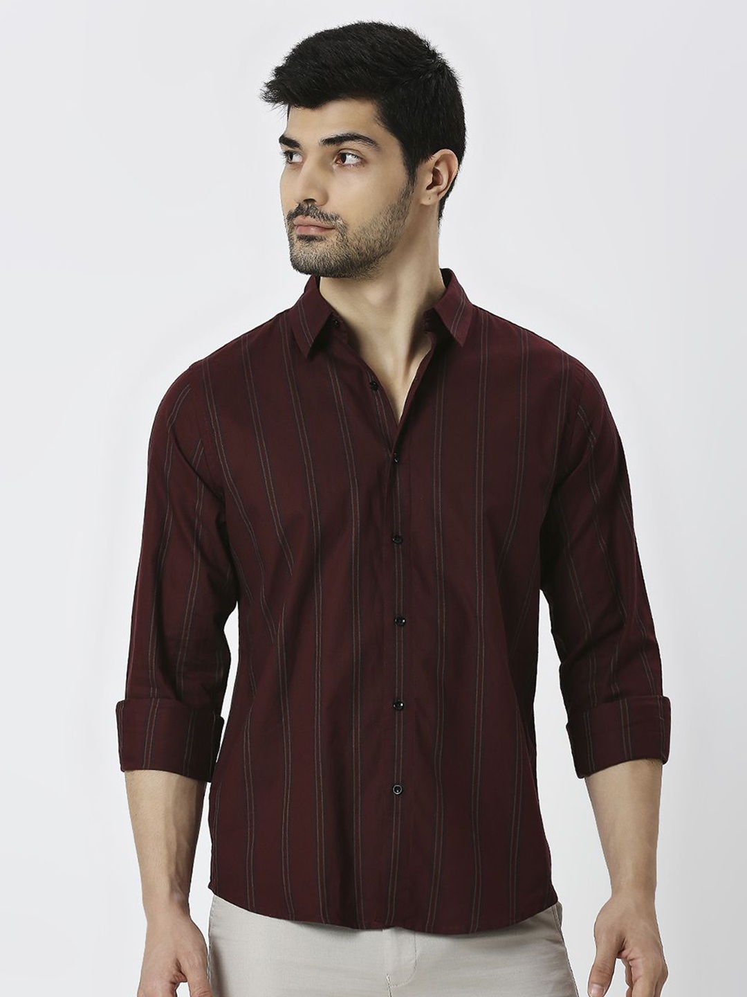 MARK & ALBERT Men India Slim Spread Collar Vertical Striped Cotton Casual Shirt, Brown
MARK & ALBERT Men India Slim Spread Collar Vertical Striped Cotton Casual Shirt, Brown