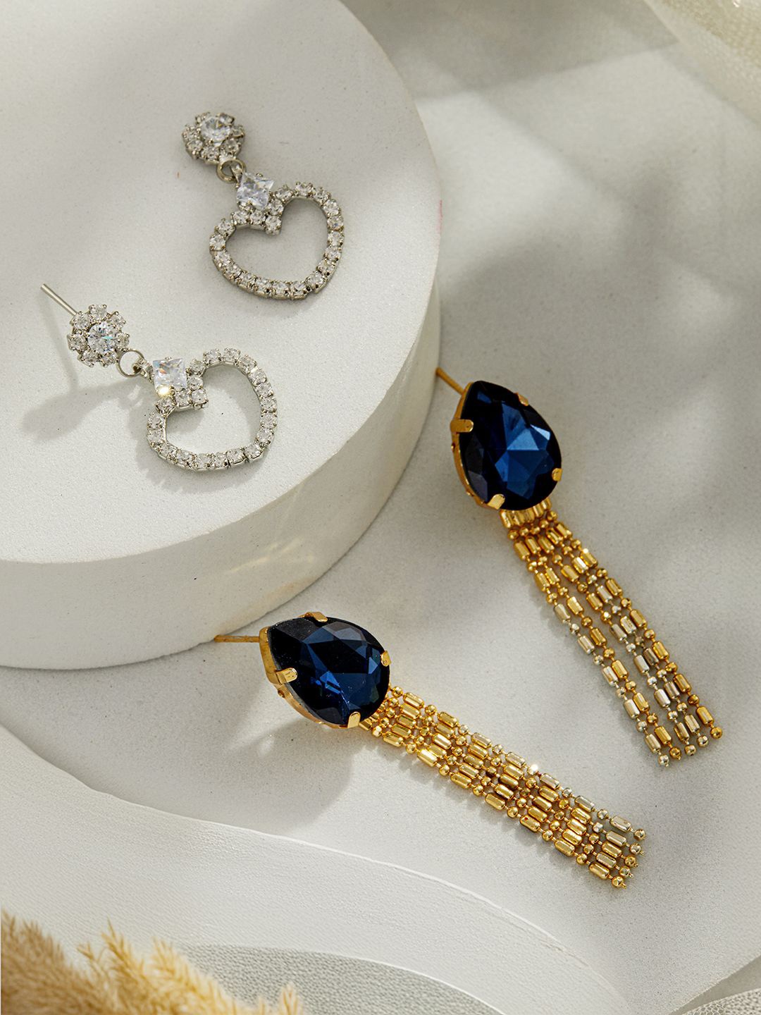 Jazz and Sizzle Set of 2 Rhodium Plated & Cubic Zirconia Studded Drop Earrings, Blue
Jazz and Sizzle Set of 2 Rhodium Plated & Cubic Zirconia Studded Drop Earrings, Blue