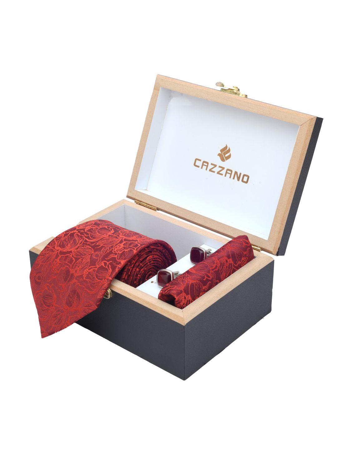 Cazzano Men Floral Printed Tie Cufflinks & Pocket Square Accessory Gift Set, Maroon
Cazzano Men Floral Printed Tie Cufflinks & Pocket Square Accessory Gift Set, Maroon