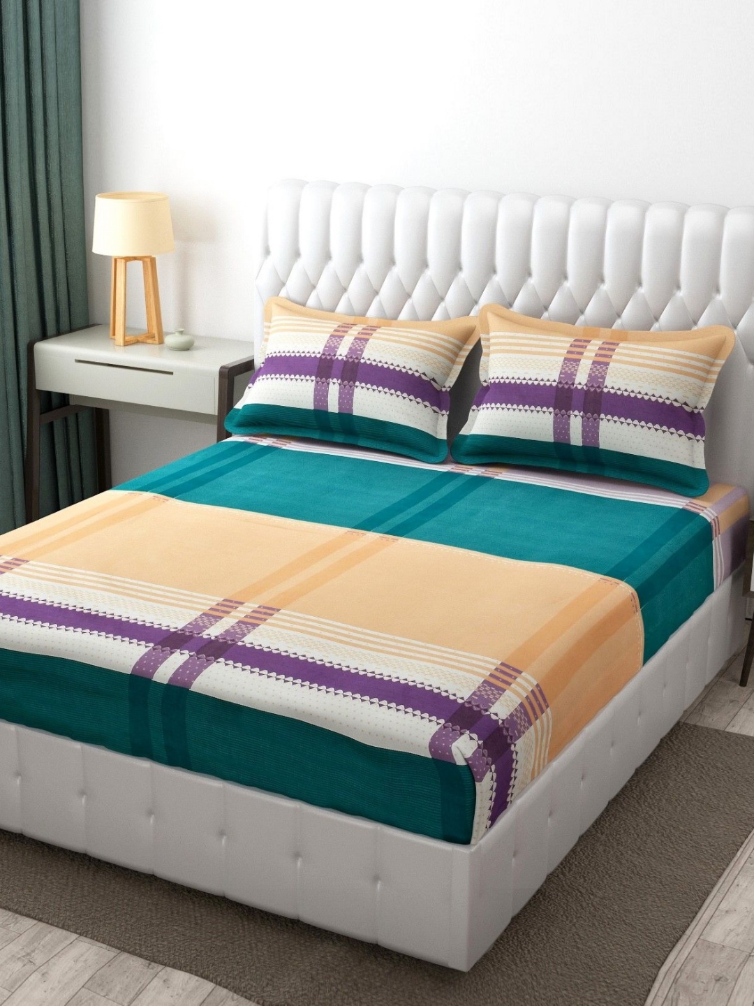 AaHo Decor Orange Coloured Striped 300 TC Double King Fitted Bedsheet with 2 Pillow Covers
AaHo Decor Orange Coloured Striped 300 TC Double King Fitted Bedsheet with 2 Pillow Covers
