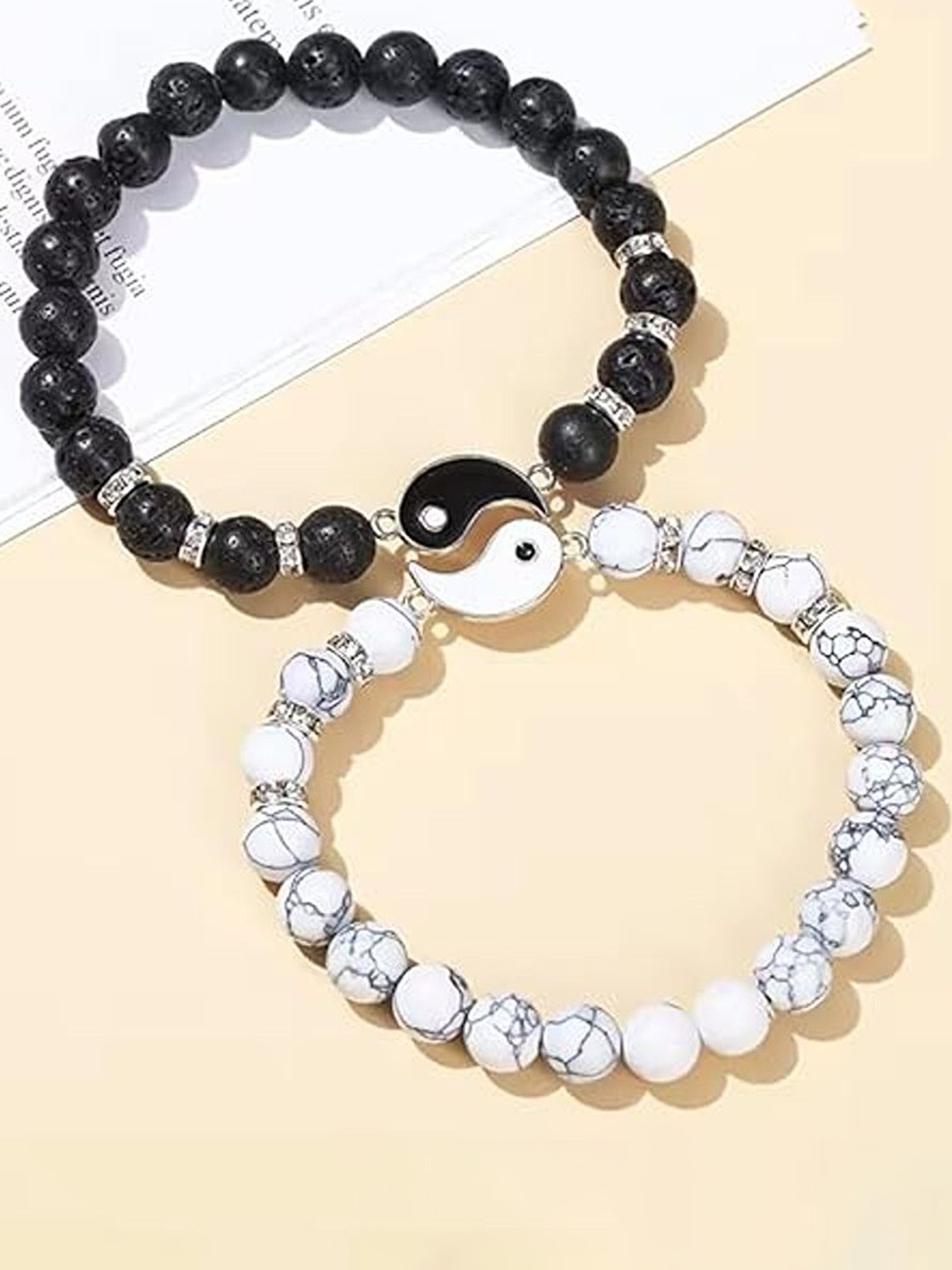 Heer Collection Unisex Set of 2 Artificial Beads Wood Elasticated Bracelet, Black
Heer Collection Unisex Set of 2 Artificial Beads Wood Elasticated Bracelet, Black