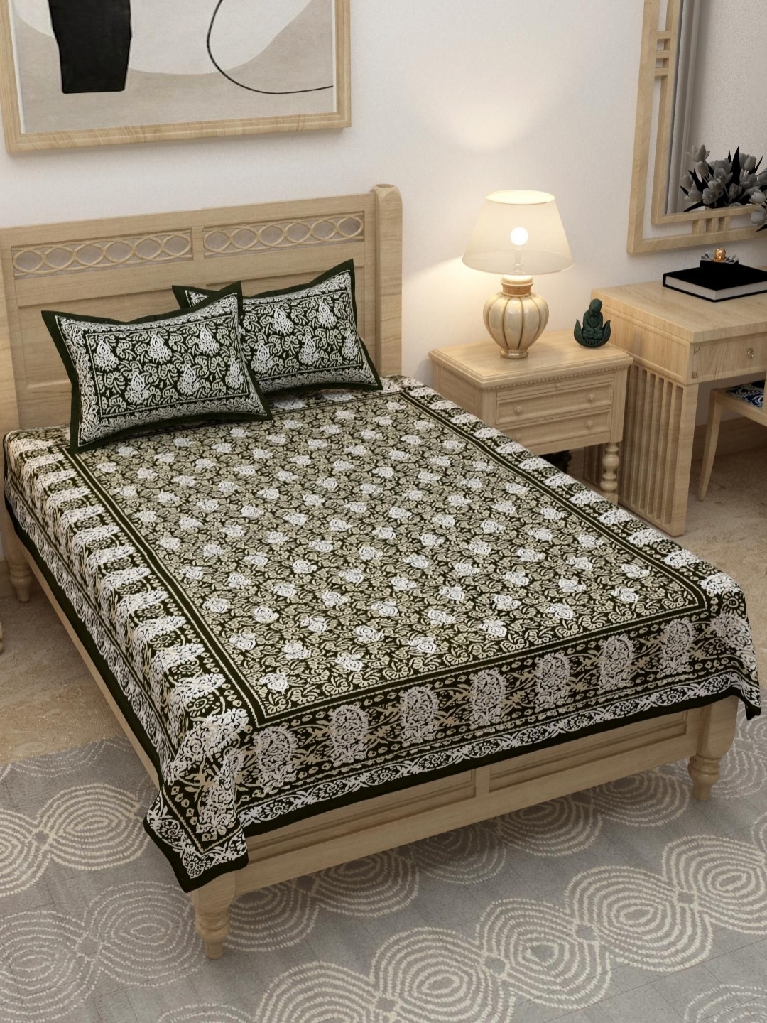Lali Prints Grey & White Ethnic Motifs Cotton 180 TC Single Bedsheet with 2 Pillow Covers
Lali Prints Grey & White Ethnic Motifs Cotton 180 TC Single Bedsheet with 2 Pillow Covers