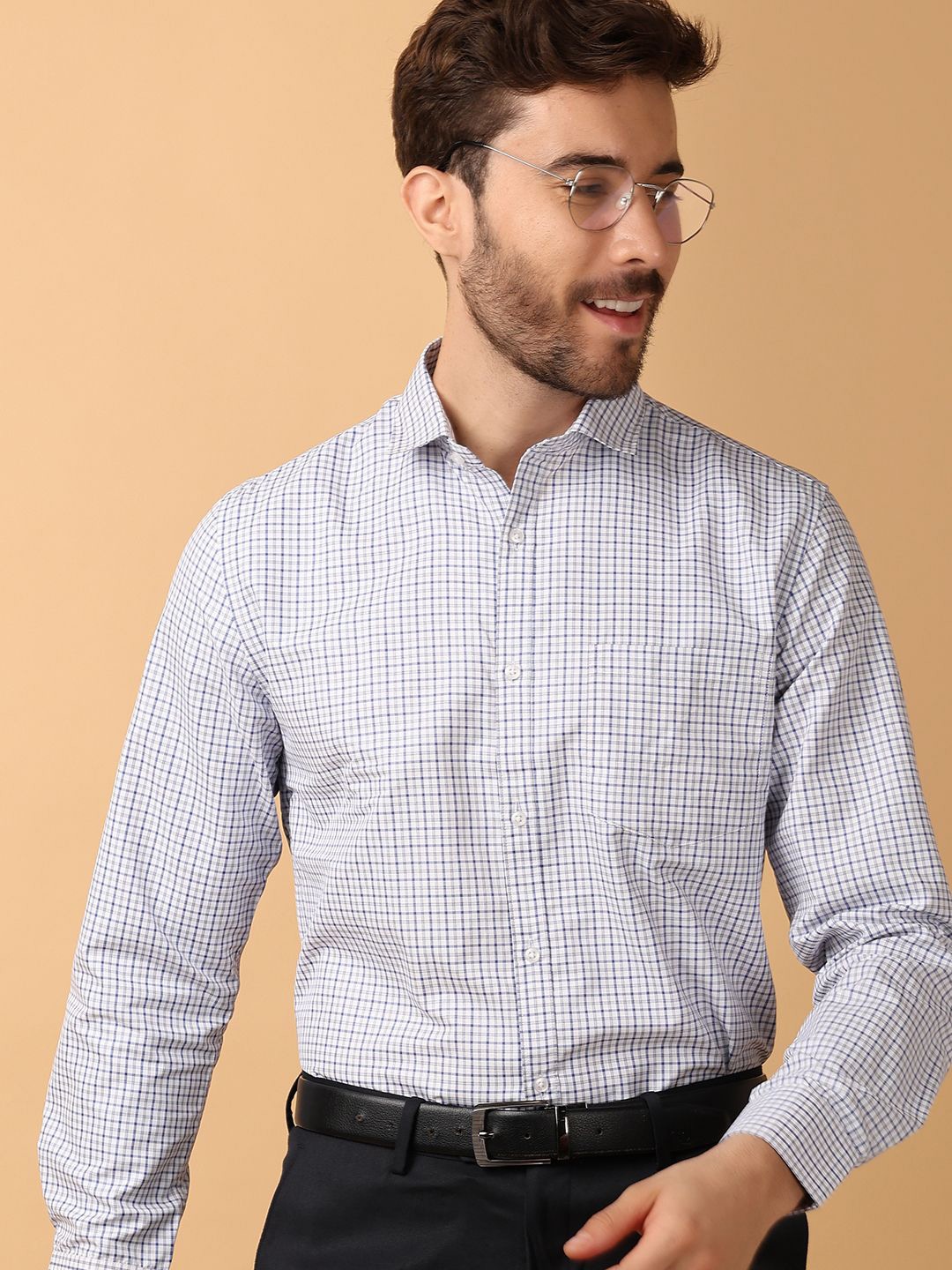 V-Mart Men Classic Spread Collar Grid Tattersall Checks Printed Cotton Formal Shirt, White
V-Mart Men Classic Spread Collar Grid Tattersall Checks Printed Cotton Formal Shirt, White