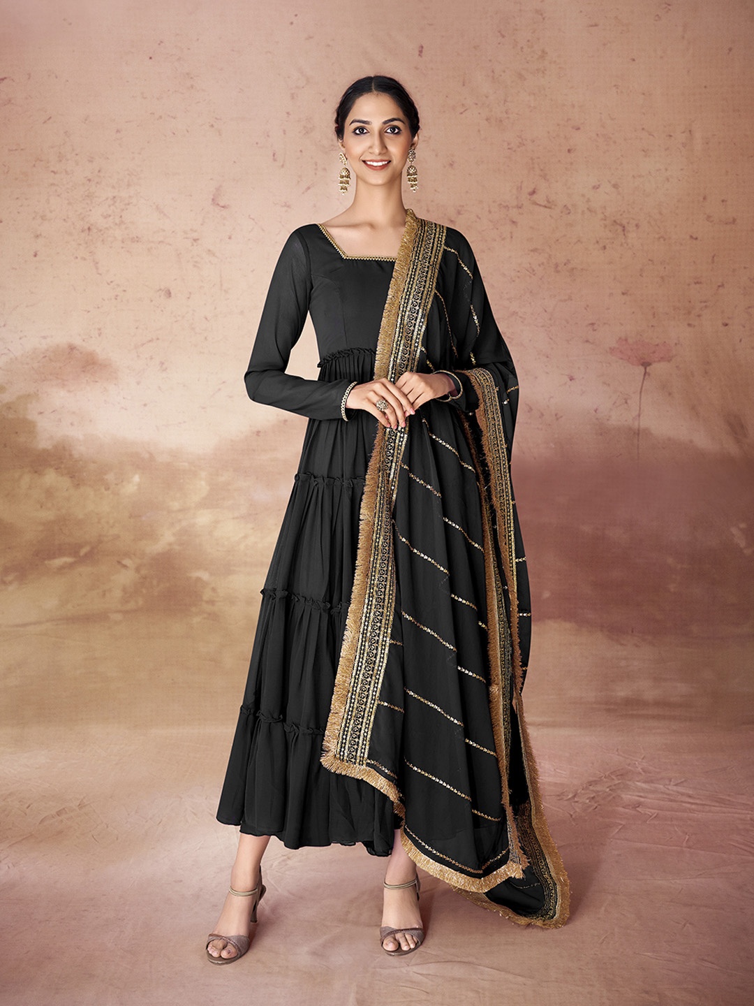 Fusionic Women Embroidered Square Neck Long Sleeves Anarkali Maxi Ethnic Dress, Black
Fusionic Women Embroidered Square Neck Long Sleeves Anarkali Maxi Ethnic Dress, Black