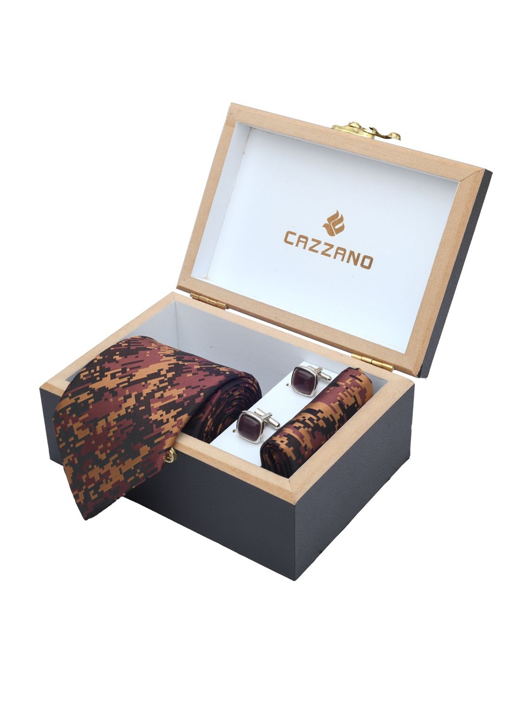 Cazzano Men Printed Tie Cufflinks & Pocket Square Accessory Gift Set, Brown
Cazzano Men Printed Tie Cufflinks & Pocket Square Accessory Gift Set, Brown