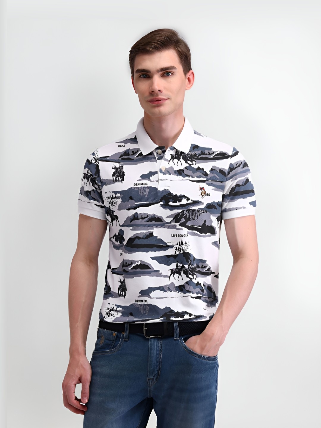 U.S. Polo Assn. Denim Co. Men Conversational Printed Polo Collar Slim Fit T-shirt, Blue
U.S. Polo Assn. Denim Co. Men Conversational Printed Polo Collar Slim Fit T-shirt, Blue