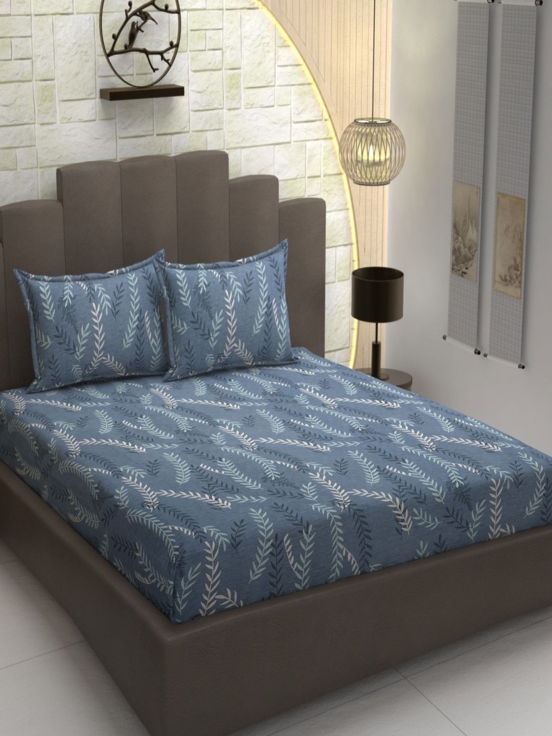 AaHo Decor Grey & Blue Tropical 300 TC Double King Fitted Bedsheet with 2 Pillow Covers
AaHo Decor Grey & Blue Tropical 300 TC Double King Fitted Bedsheet with 2 Pillow Covers