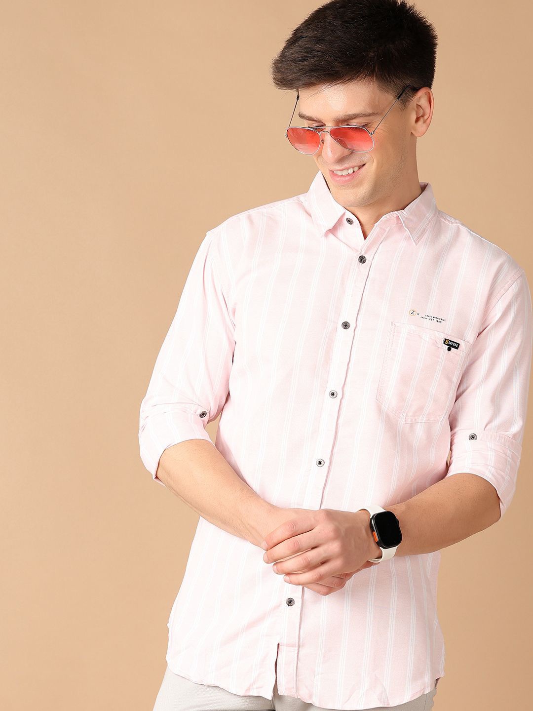 V-Mart Men Classic Spread Collar Vertical Stripes Checked Cotton Slim Fit Casual Shirt, Pink
V-Mart Men Classic Spread Collar Vertical Stripes Checked Cotton Slim Fit Casual Shirt, Pink
