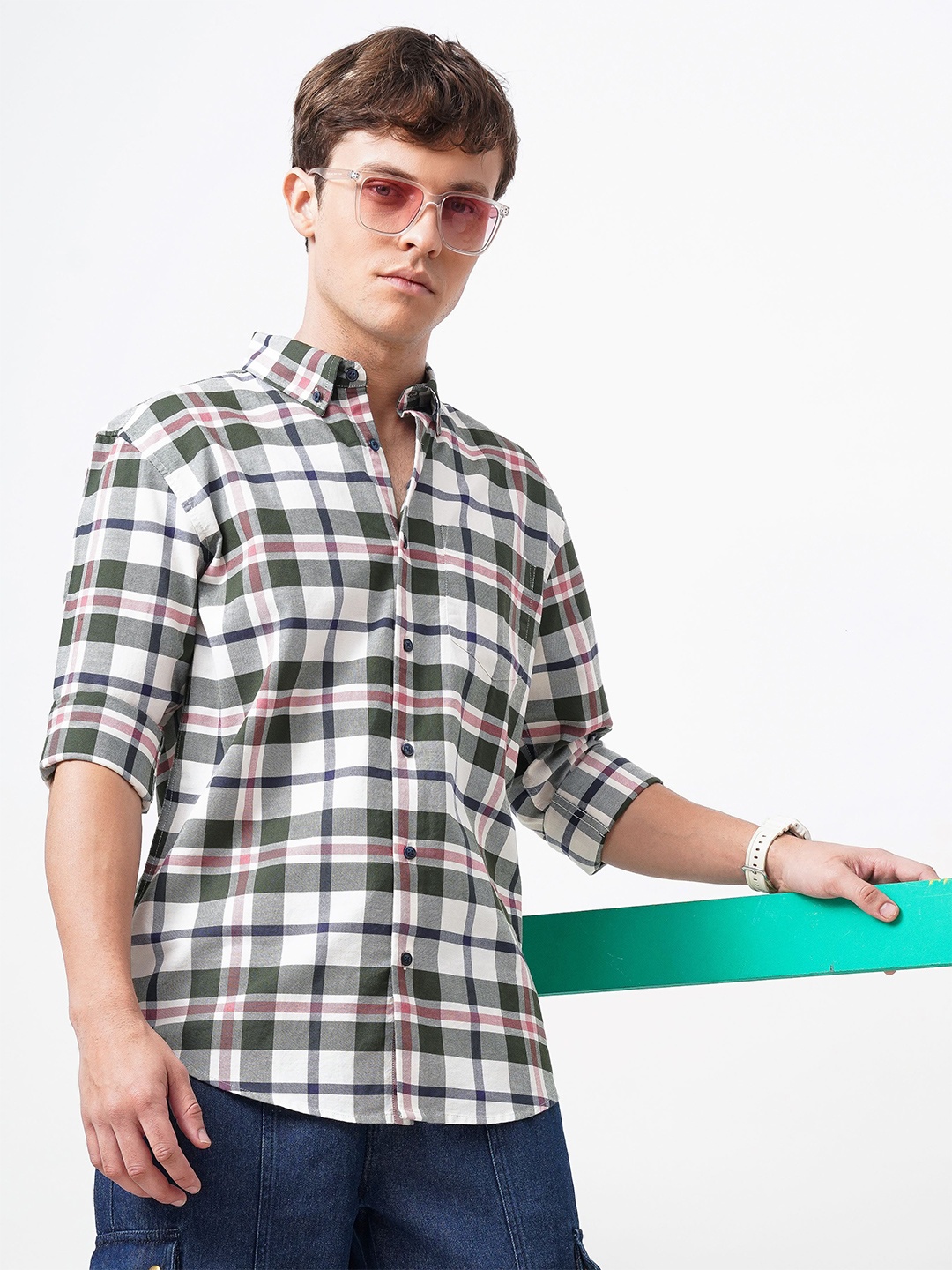 British Club Men Standard Button-Down Collar Tartan Checked Cotton Casual Shirt, Green
British Club Men Standard Button-Down Collar Tartan Checked Cotton Casual Shirt, Green