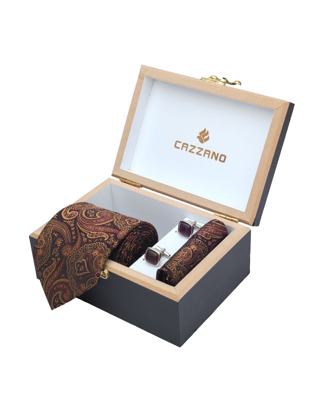 Cazzano Men Floral Printed Tie Cufflinks & Pocket Square Accessory Gift Set, Brown
Cazzano Men Floral Printed Tie Cufflinks & Pocket Square Accessory Gift Set, Brown
