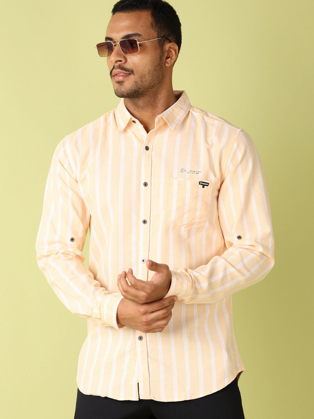 V-Mart Men Classic Spread Collar Vertical Stripes Checked Cotton Slim Fit Casual Shirt, Orange
V-Mart Men Classic Spread Collar Vertical Stripes Checked Cotton Slim Fit Casual Shirt, Orange