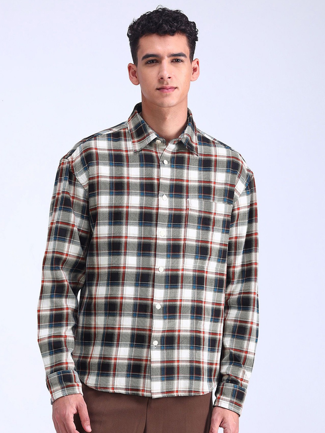 Flying Machine Men Spread Collar Tartan Checked Cotton Oversized Casual Shirt, Navy blue
Flying Machine Men Spread Collar Tartan Checked Cotton Oversized Casual Shirt, Navy blue