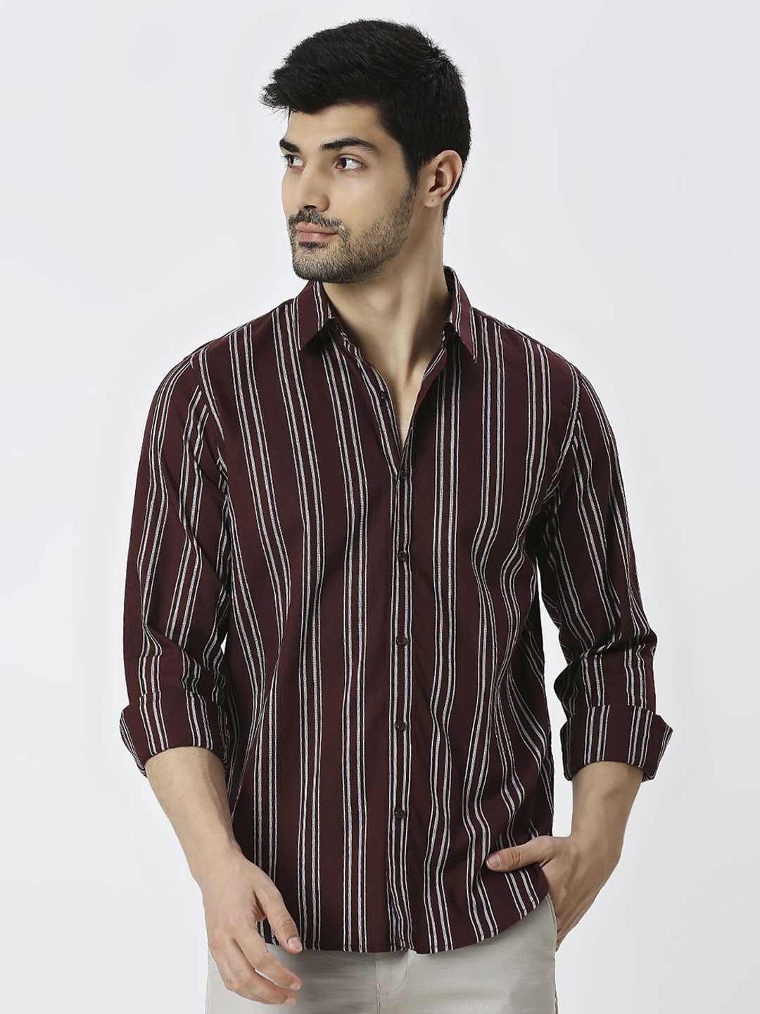 MARK & ALBERT Men India Slim Spread Collar Vertical Striped Cotton Casual Shirt, Brown
MARK & ALBERT Men India Slim Spread Collar Vertical Striped Cotton Casual Shirt, Brown