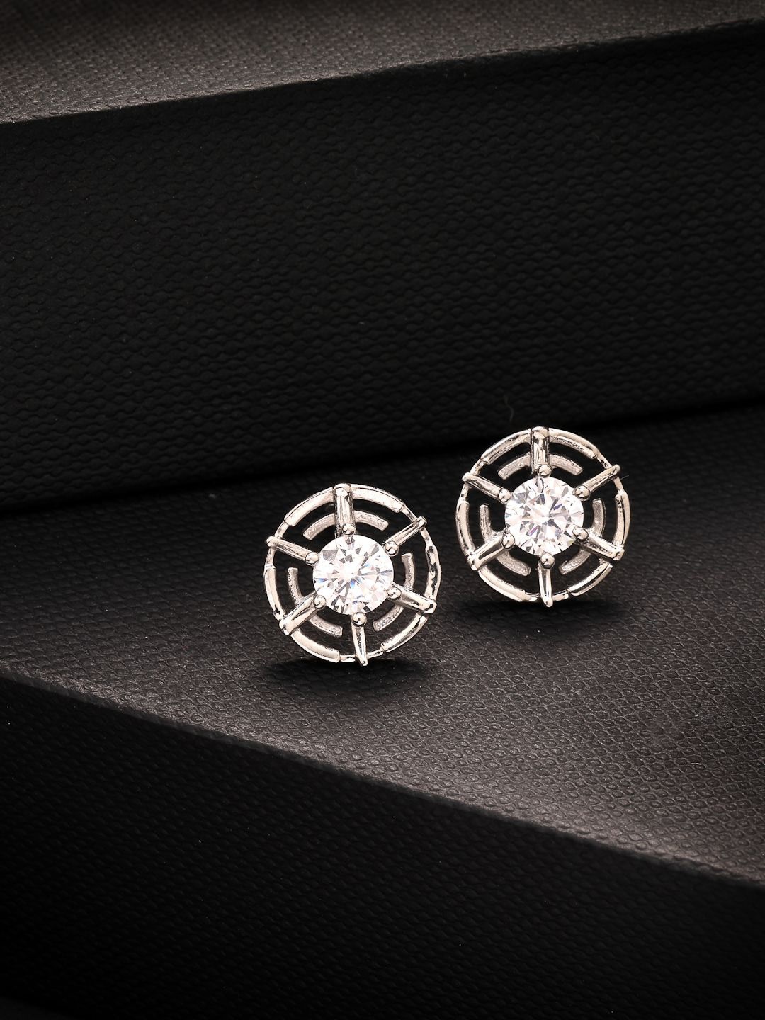 PANASH 925 Sterling Silver Rhodium-Plated Solitaire Cubic Zirconia Classic Studs
PANASH 925 Sterling Silver Rhodium-Plated Solitaire Cubic Zirconia Classic Studs