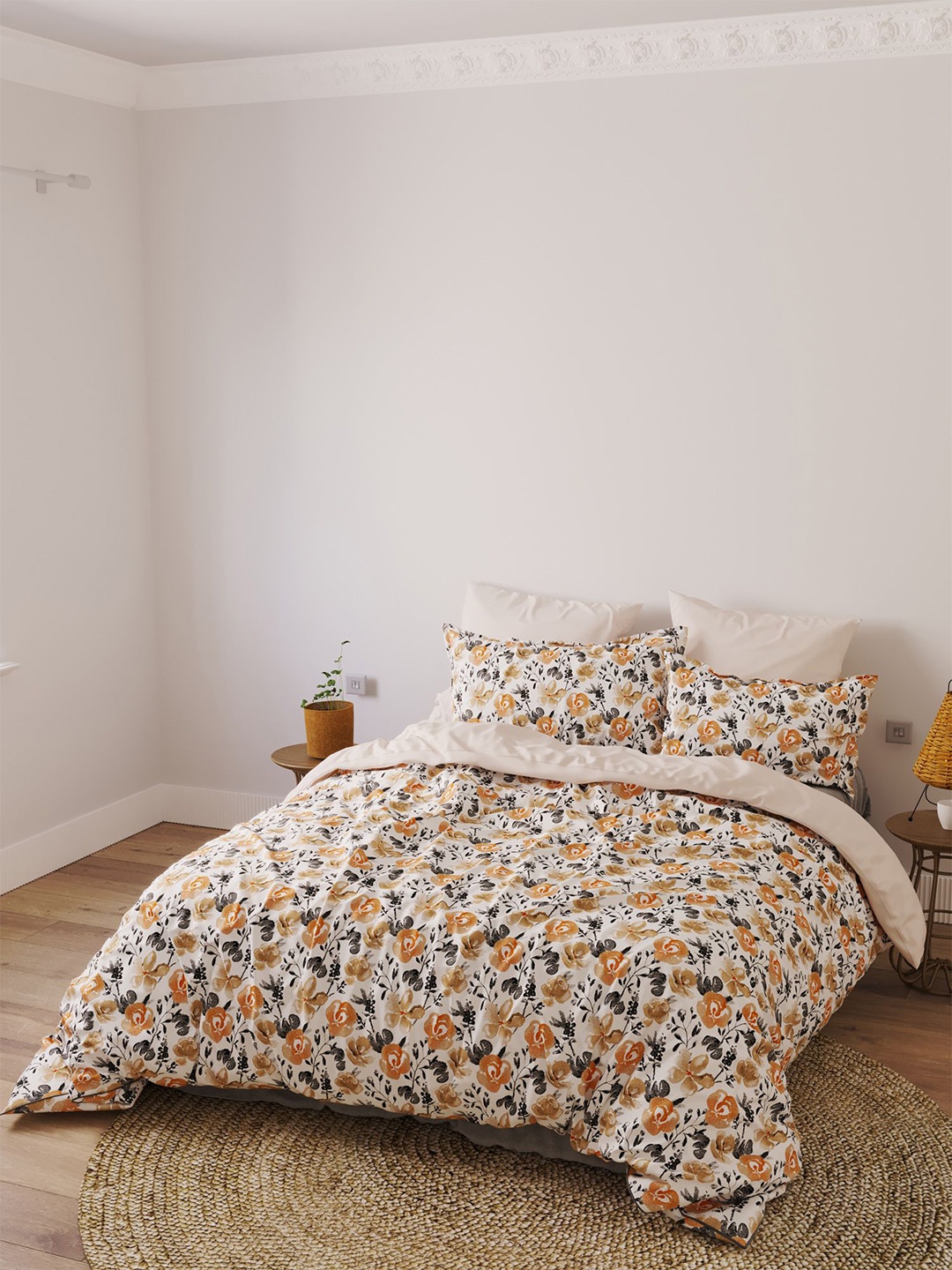 LABHAM White & Orange Floral Printed 180 TC Pure Cotton King Bedsheet With 2 Pillow Covers
LABHAM White & Orange Floral Printed 180 TC Pure Cotton King Bedsheet With 2 Pillow Covers