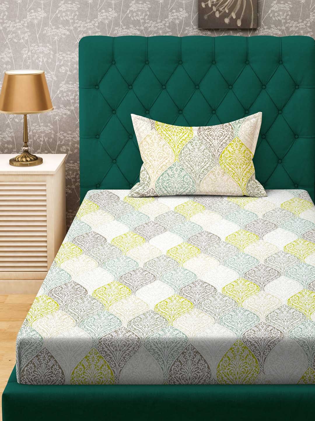 ROSARA HOME White & Olive Green Cotton 144 TC Single Bedsheet with 1 Pillow Covers
ROSARA HOME White & Olive Green Cotton 144 TC Single Bedsheet with 1 Pillow Covers
