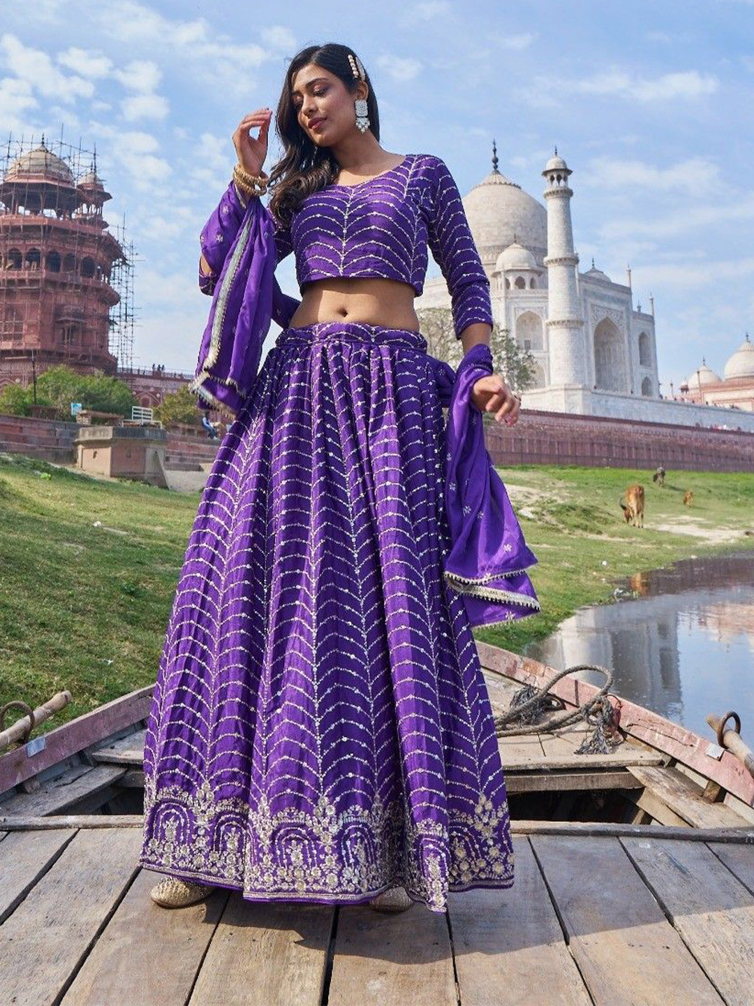 LUGAI Embroidered Beads and Stones Ready to Wear Lehenga & Blouse With Dupatta, Purple
LUGAI Embroidered Beads and Stones Ready to Wear Lehenga & Blouse With Dupatta, Purple