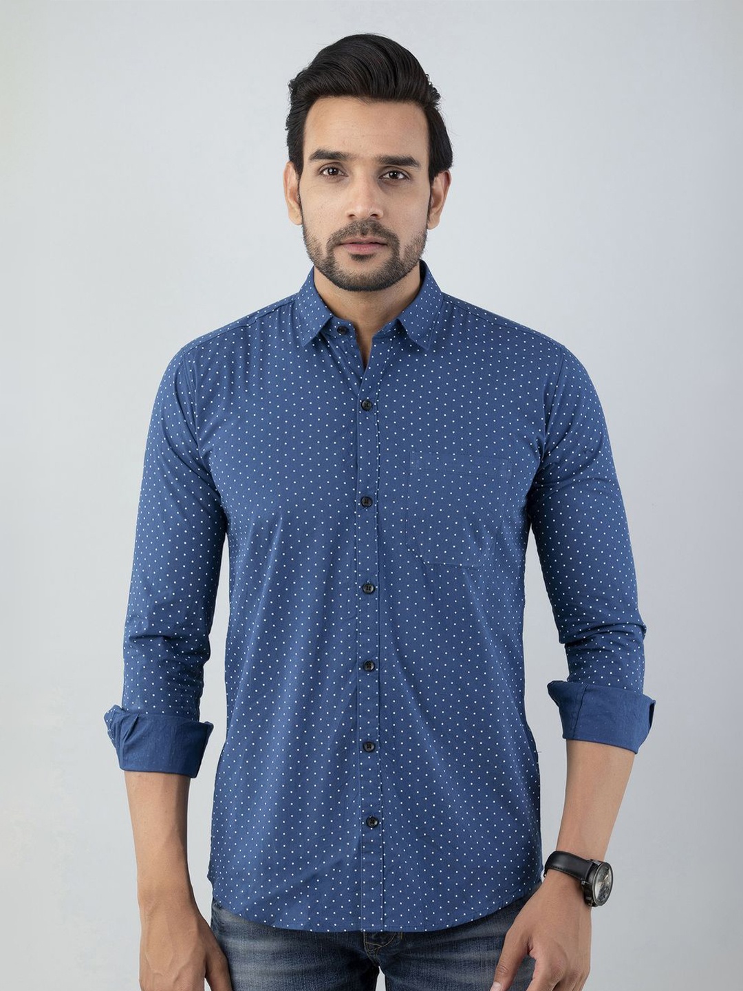Vcom Men Classic Spread Collar Polka Dots Printed Cotton Slim Fit Casual Shirt, Blue
Vcom Men Classic Spread Collar Polka Dots Printed Cotton Slim Fit Casual Shirt, Blue
