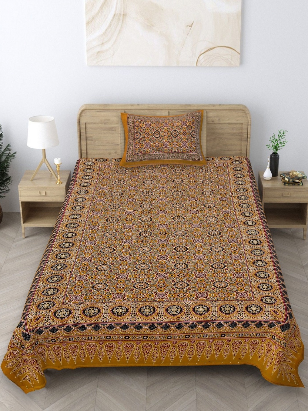 Texstylers Gold-Toned & Maroon Floral 140 TC Cotton Single Bedsheet With 1 Pillow Covers
Texstylers Gold-Toned & Maroon Floral 140 TC Cotton Single Bedsheet With 1 Pillow Covers