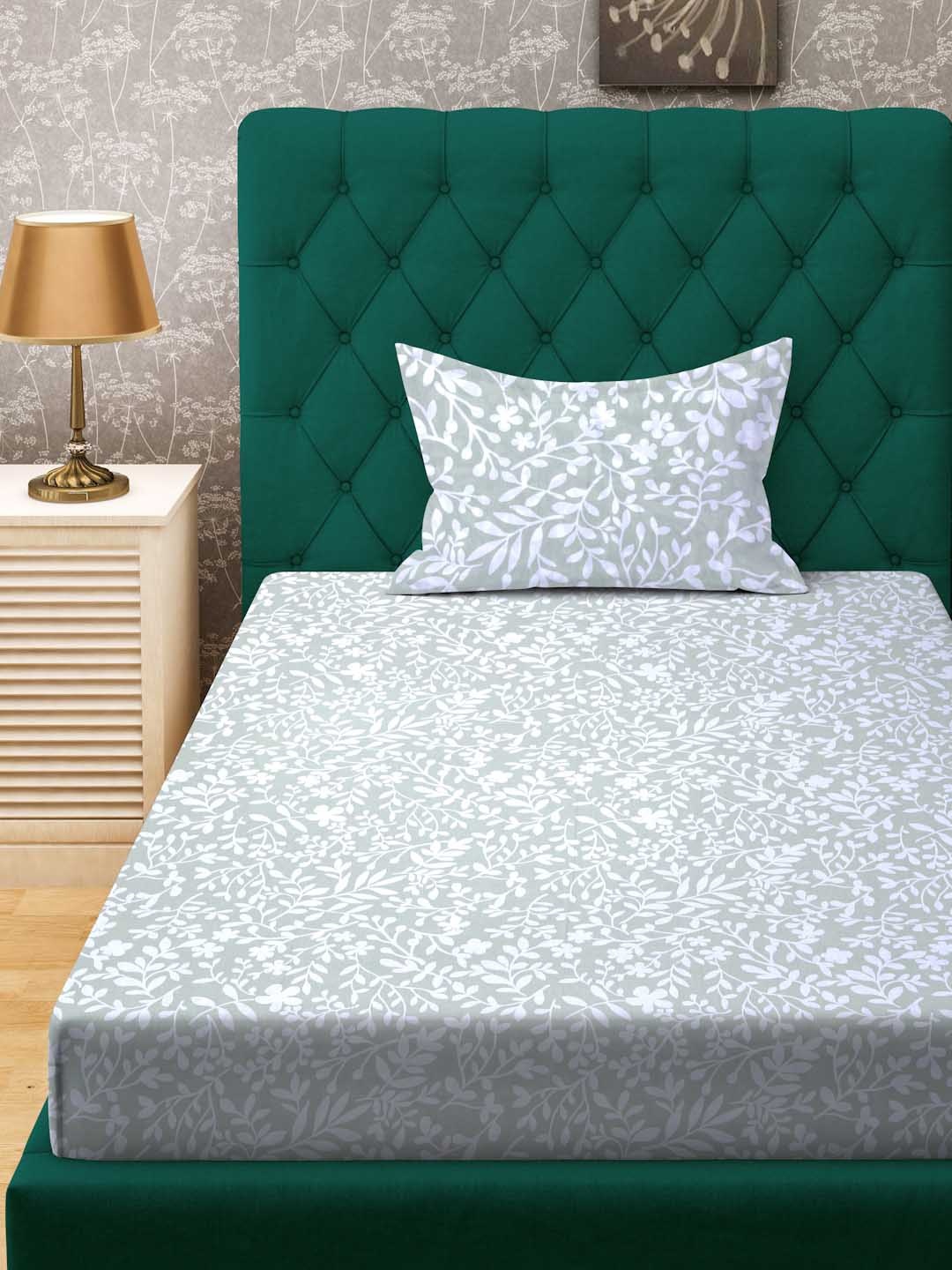 ROSARA HOME Grey & Off White Floral 144 TC Cotton Single Bedsheet with 1 Pillow Covers
ROSARA HOME Grey & Off White Floral 144 TC Cotton Single Bedsheet with 1 Pillow Covers
