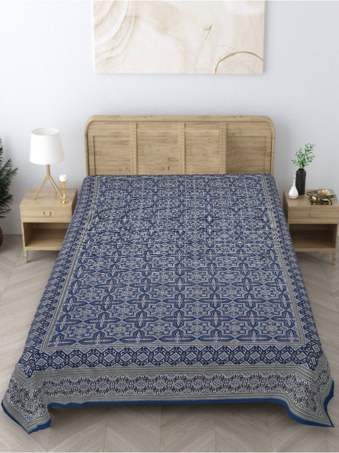 INDHOME LIFE Grey & Blue Ethnic Motifs Printed 210 TC Pure Cotton Single Bedsheet Set
INDHOME LIFE Grey & Blue Ethnic Motifs Printed 210 TC Pure Cotton Single Bedsheet Set