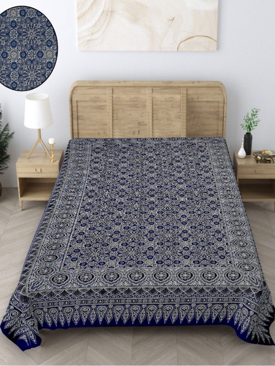 INDHOME LIFE Blue & White Ethnic Motifs Printed 210 TC Pure Cotton Single Bedsheet Set
INDHOME LIFE Blue & White Ethnic Motifs Printed 210 TC Pure Cotton Single Bedsheet Set
