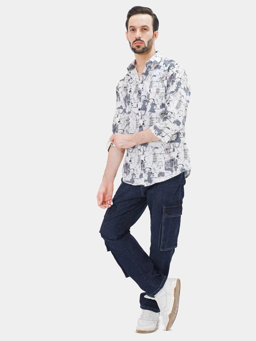 BOTABOCHI Men Classic Spread Collar Abstract Printed Cotton Oversized Party Shirt, Grey
BOTABOCHI Men Classic Spread Collar Abstract Printed Cotton Oversized Party Shirt, Grey