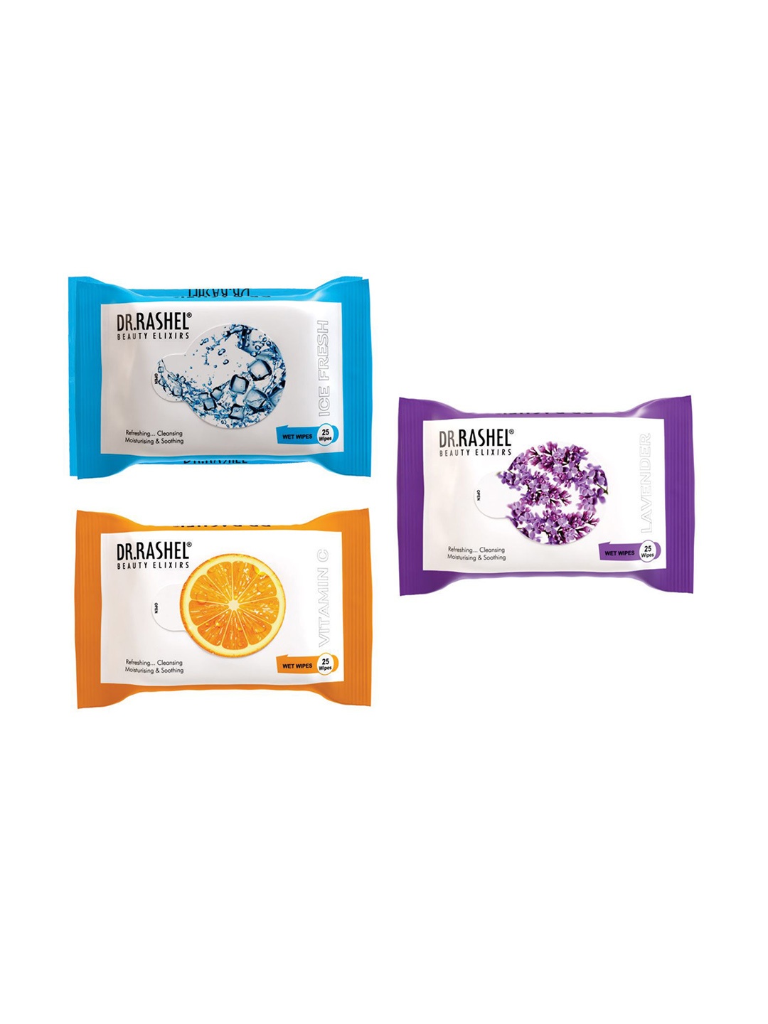 DR.RASHEL Set Of 3 Vitamin C Ice Fresh & Lavender Wet Wipes - 25 Wipes Each, Orange
DR.RASHEL Set Of 3 Vitamin C Ice Fresh & Lavender Wet Wipes - 25 Wipes Each, Orange