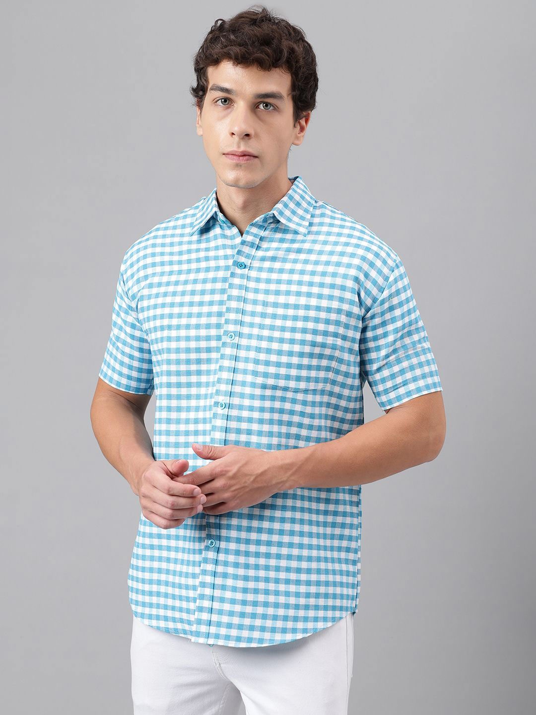 KLOSET BY RIAG Men Classic Spread Collar Micro Checked Cotton Casual Shirt, Blue
KLOSET BY RIAG Men Classic Spread Collar Micro Checked Cotton Casual Shirt, Blue