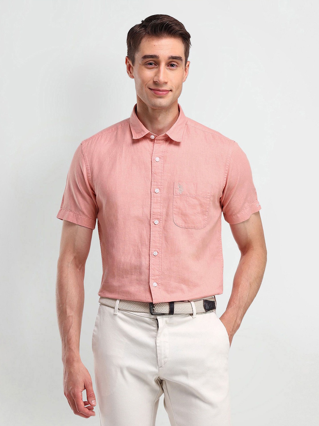 U.S. Polo Assn. Denim Co. Men Comfort Solid Linen Blend Slim Fit Casual Shirt, Pink
U.S. Polo Assn. Denim Co. Men Comfort Solid Linen Blend Slim Fit Casual Shirt, Pink