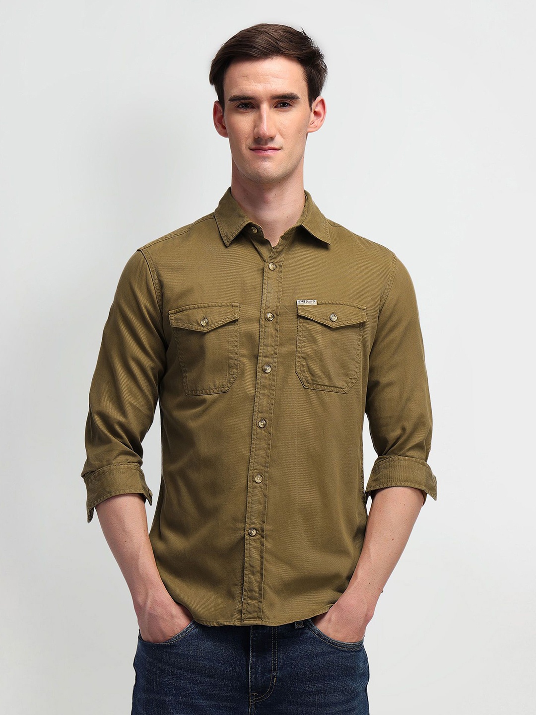 U.S. Polo Assn. Denim Co. Men Comfort Spread Collar Solid Cotton Slim Fit Casual Shirt, Khaki
U.S. Polo Assn. Denim Co. Men Comfort Spread Collar Solid Cotton Slim Fit Casual Shirt, Khaki