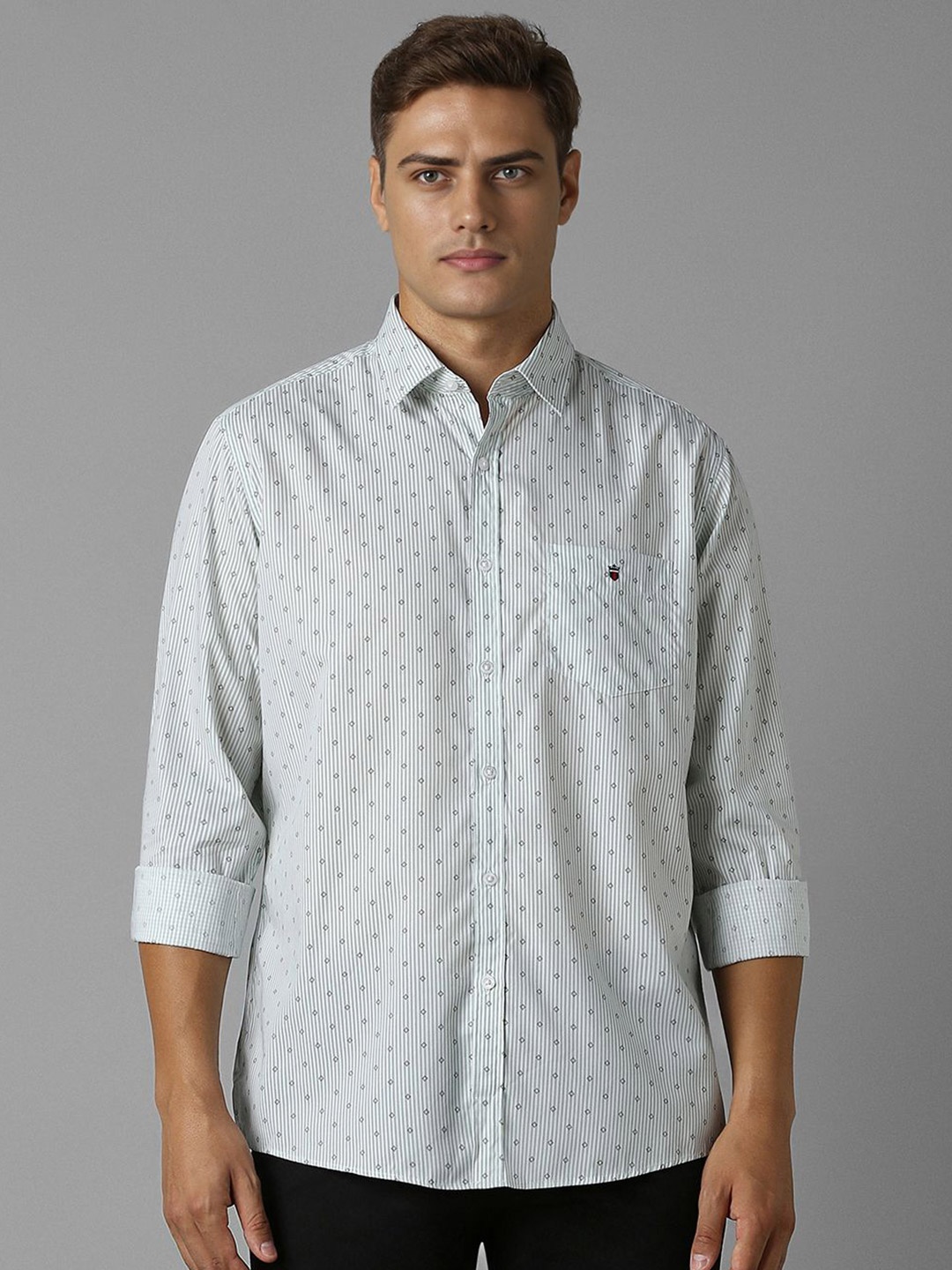 Louis Philippe Sport Men Spread Collar Micro Ditsy Printed Cotton Slim Fit Casual Shirt, Grey
Louis Philippe Sport Men Spread Collar Micro Ditsy Printed Cotton Slim Fit Casual Shirt, Grey
