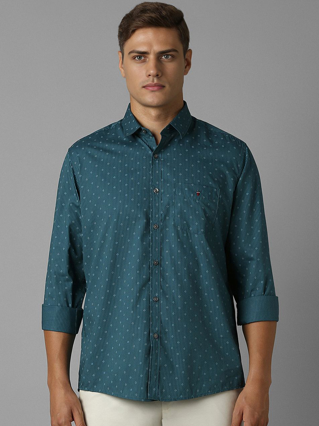 Louis Philippe Sport Men Spread Collar Micro Ditsy Printed Cotton Slim Fit Casual Shirt, Teal
Louis Philippe Sport Men Spread Collar Micro Ditsy Printed Cotton Slim Fit Casual Shirt, Teal