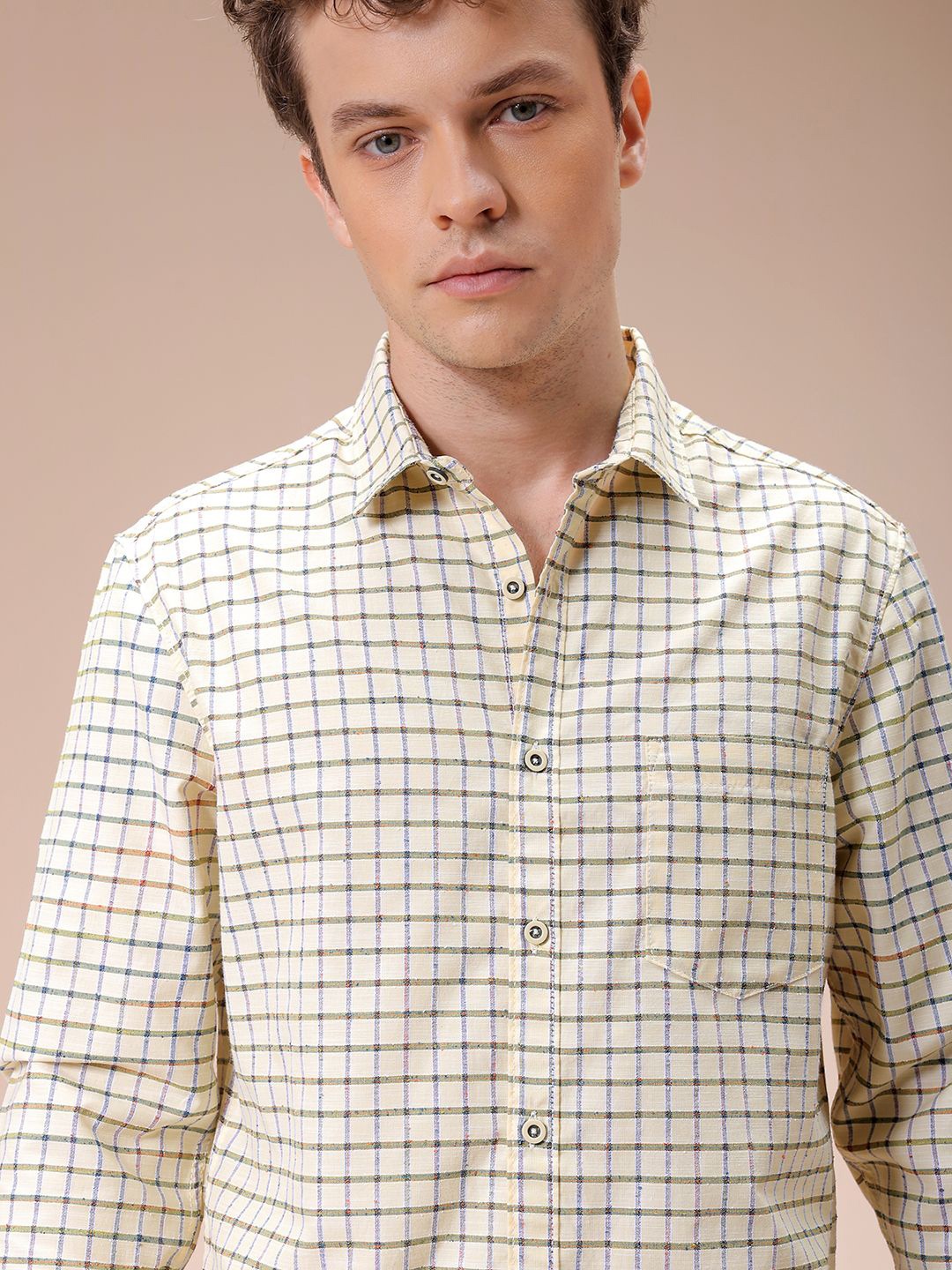 The Indian Garage Co Men Spread Collar Micro Checked Cotton Slim Fit Casual Shirt, Yellow
The Indian Garage Co Men Spread Collar Micro Checked Cotton Slim Fit Casual Shirt, Yellow