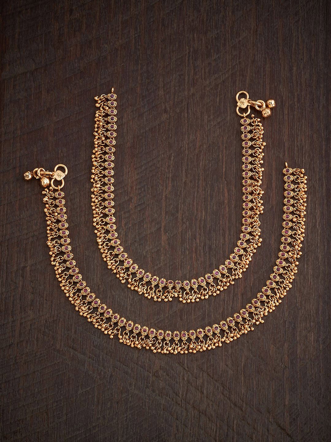Kushal's Fashion Jewellery Set Of 2 Gold-Plated Artificial Stones Anklets, Red
Kushal's Fashion Jewellery Set Of 2 Gold-Plated Artificial Stones Anklets, Red