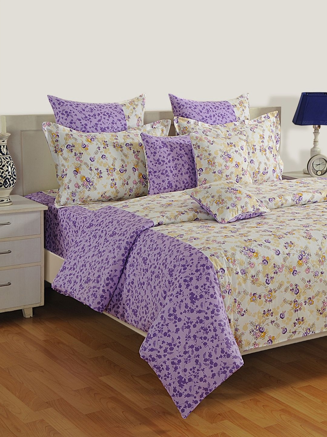 Swayam Veda Lavender 160TC Pure Cotton Fitted King Bedsheet Set with Pillow Covers, Purple
Swayam Veda Lavender 160TC Pure Cotton Fitted King Bedsheet Set with Pillow Covers, Purple