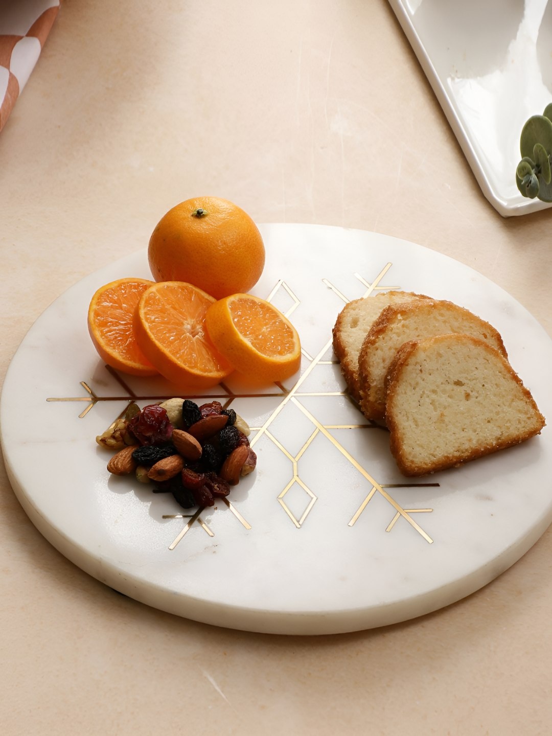NikkisPride White Printed Stoneware Round With Brass Snow Flake Inlay Work Food Platter
NikkisPride White Printed Stoneware Round With Brass Snow Flake Inlay Work Food Platter