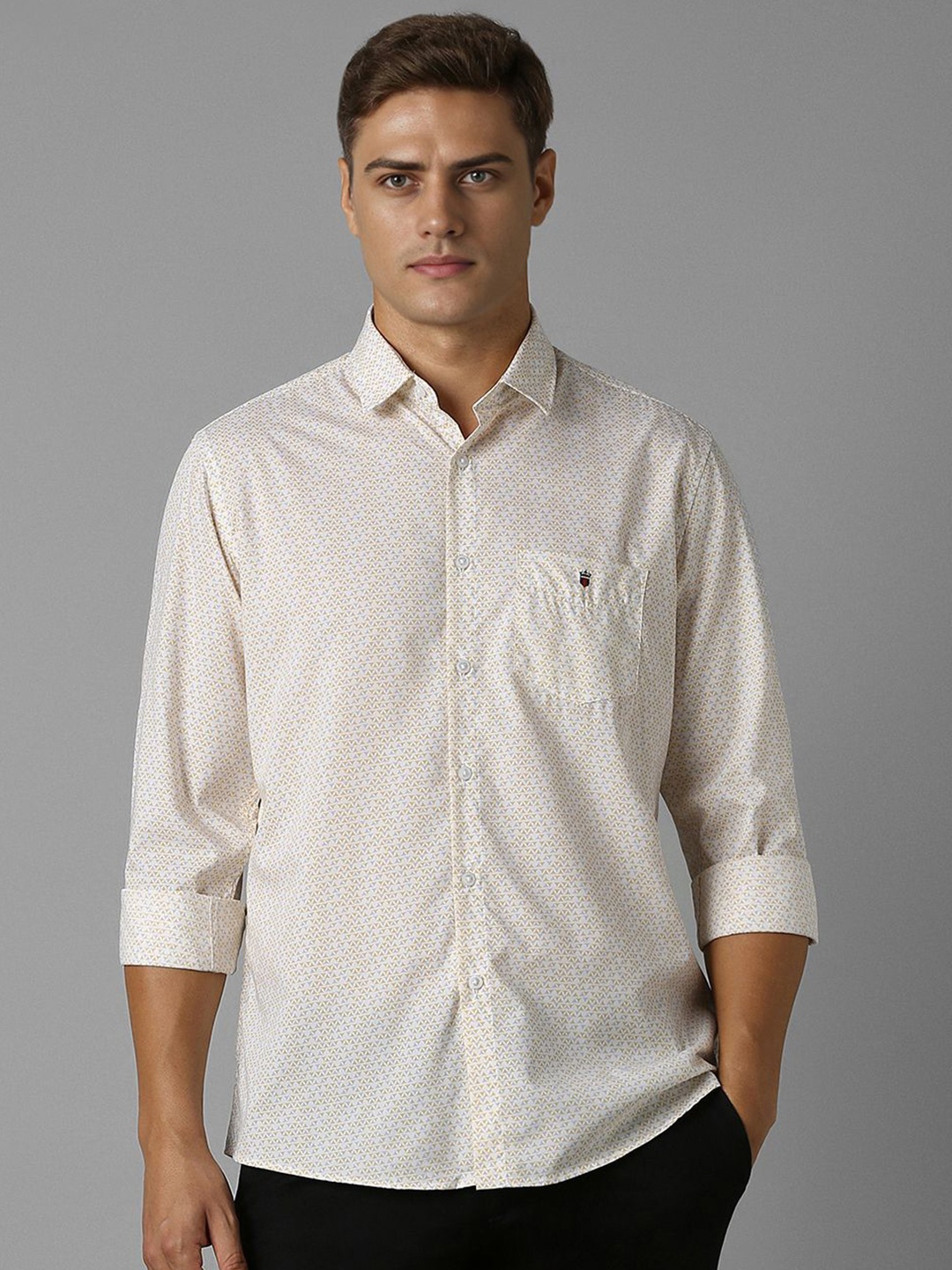 Louis Philippe Sport Men Spread Collar Micro Ditsy Printed Cotton Slim Fit Casual Shirt, Beige
Louis Philippe Sport Men Spread Collar Micro Ditsy Printed Cotton Slim Fit Casual Shirt, Beige
