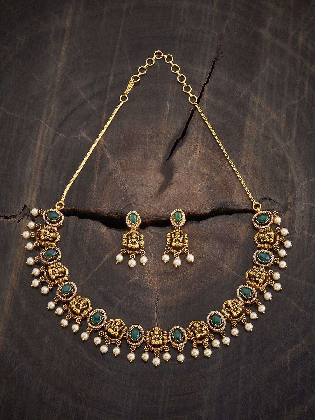 Kushal's Fashion Jewellery Gold-Plated Artificial Stones Studded Necklace and Earrings
Kushal's Fashion Jewellery Gold-Plated Artificial Stones Studded Necklace and Earrings