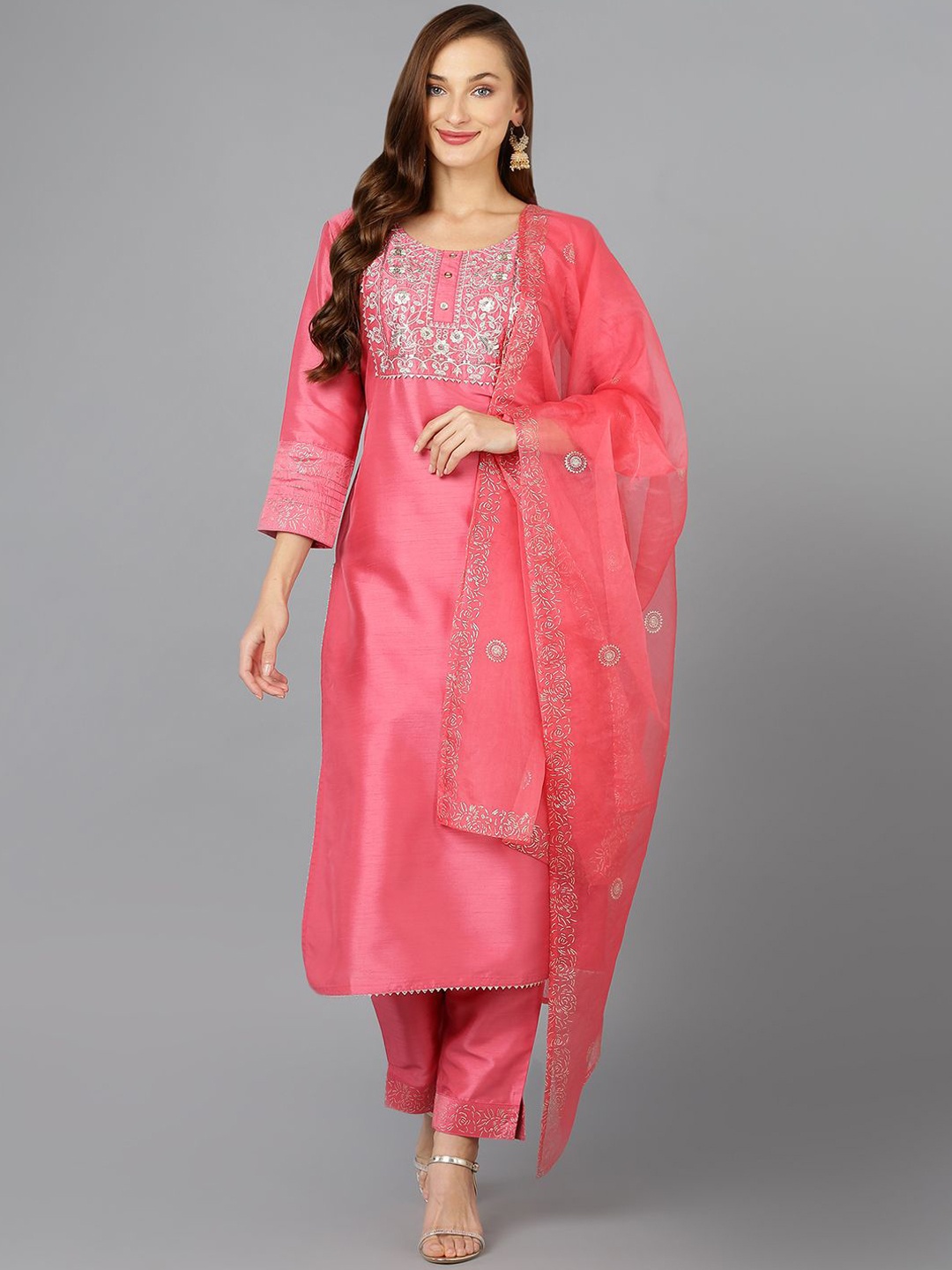 KALINI Women Ethnic Motifs Embroidered Regular Thread Work Kurta with Trousers & With Dupatta, Pink
KALINI Women Ethnic Motifs Embroidered Regular Thread Work Kurta with Trousers & With Dupatta, Pink
