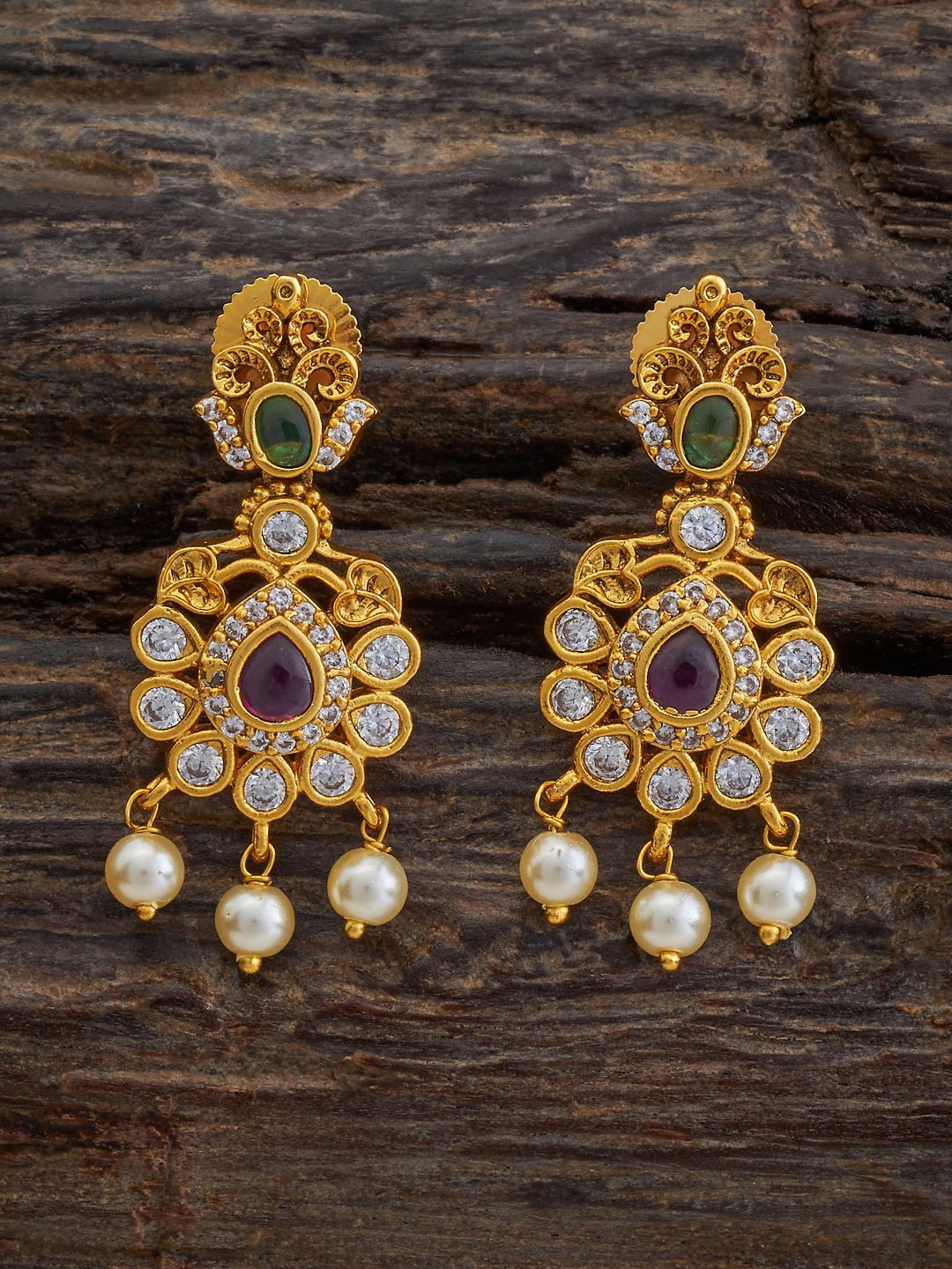 Kushal's Fashion Jewellery Gold Plated Floral Cubic Zirconia Studded Antique Drop Earrings, Red
Kushal's Fashion Jewellery Gold Plated Floral Cubic Zirconia Studded Antique Drop Earrings, Red