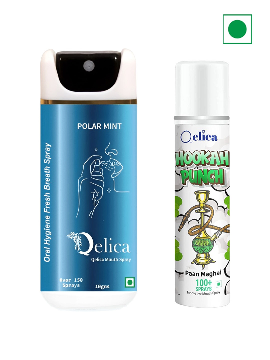 Qelica Set Of 2 Polar Mint & Hookah Punch Mouth Freshener Spray 10 g Each, Blue
Qelica Set Of 2 Polar Mint & Hookah Punch Mouth Freshener Spray 10 g Each, Blue